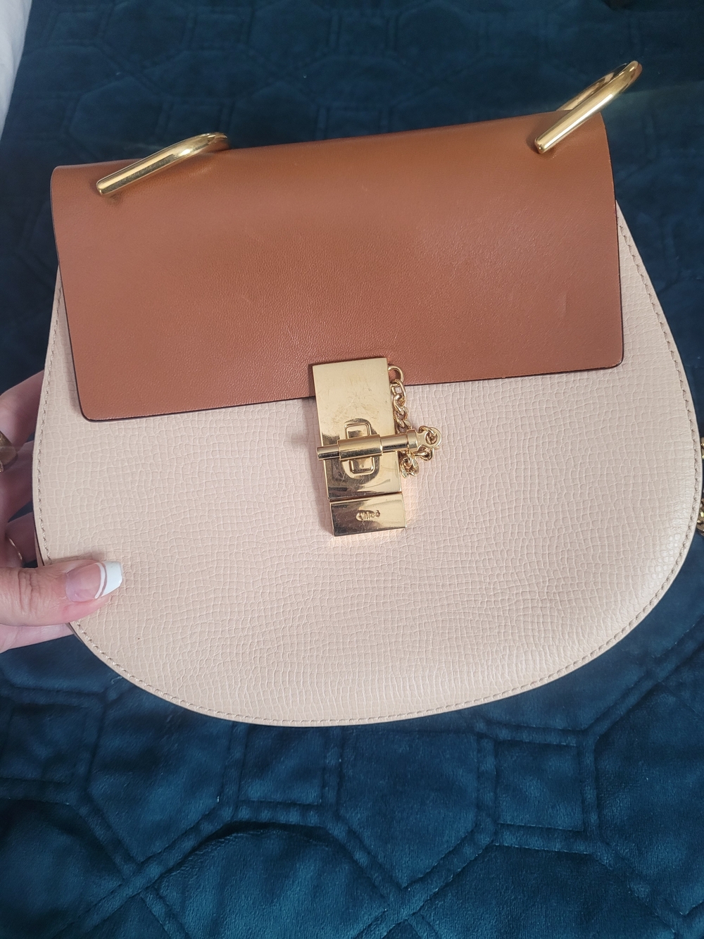 Chloe Drew Two-Tone Saddle Crossbody Nuetral Colors